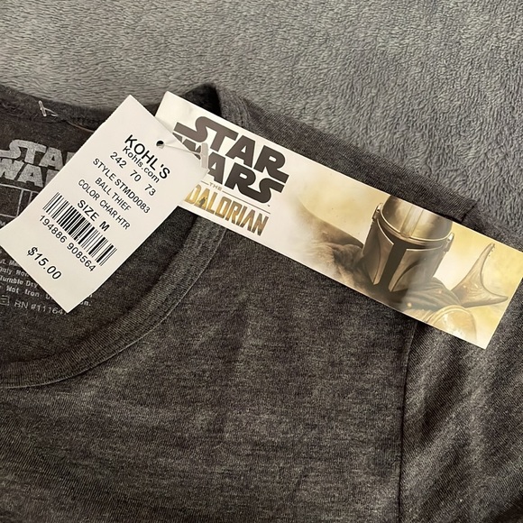 Capped sleeve t-shirt - Grey, Medium - Grogu (Baby Yoda) Star Wars Mandalorian - Picture 5 of 7